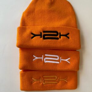 K2K orange beanie with custom embroidery colour options in multiple colours