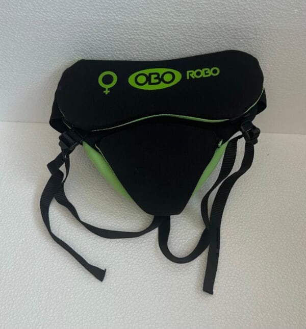 OBO ROBO Ladies Groin Protector Large black green field hockey goalkeeper pelvic guard Used Acceptable condition - Front