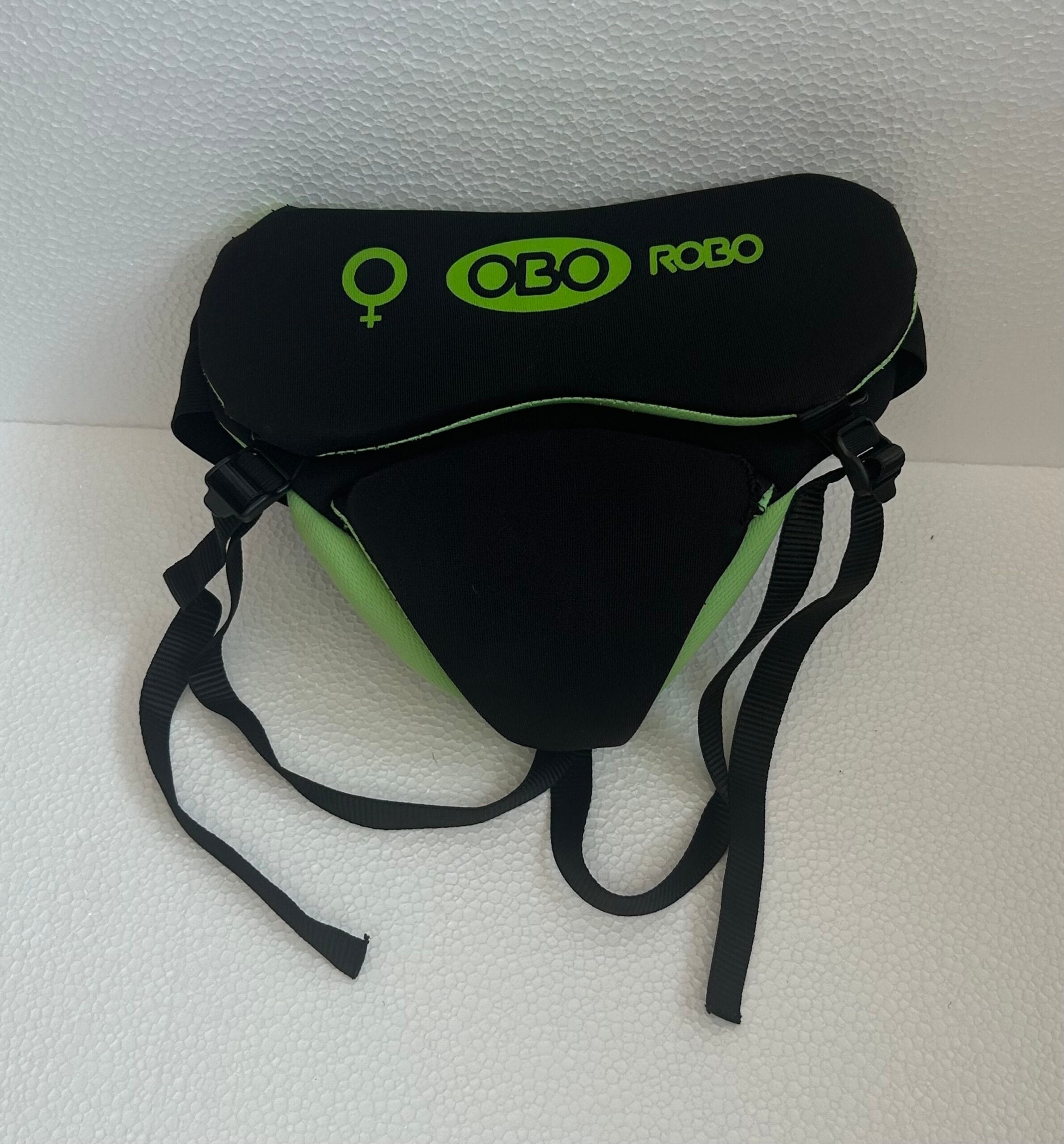 OBO ROBO Ladies Groin Protector Large black green field hockey goalkeeper pelvic guard Used Acceptable condition - Front