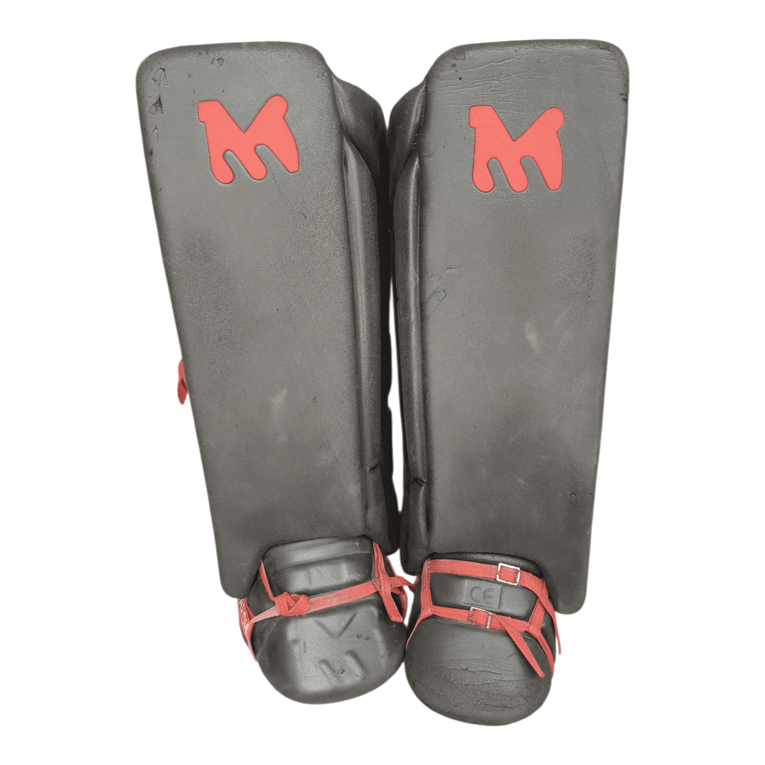 Monarch pads and kickers Large field hockey goalkeeper set in black with red straps