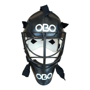 OBO PE field hockey goalkeeper helmet in black with full face cage refurbished