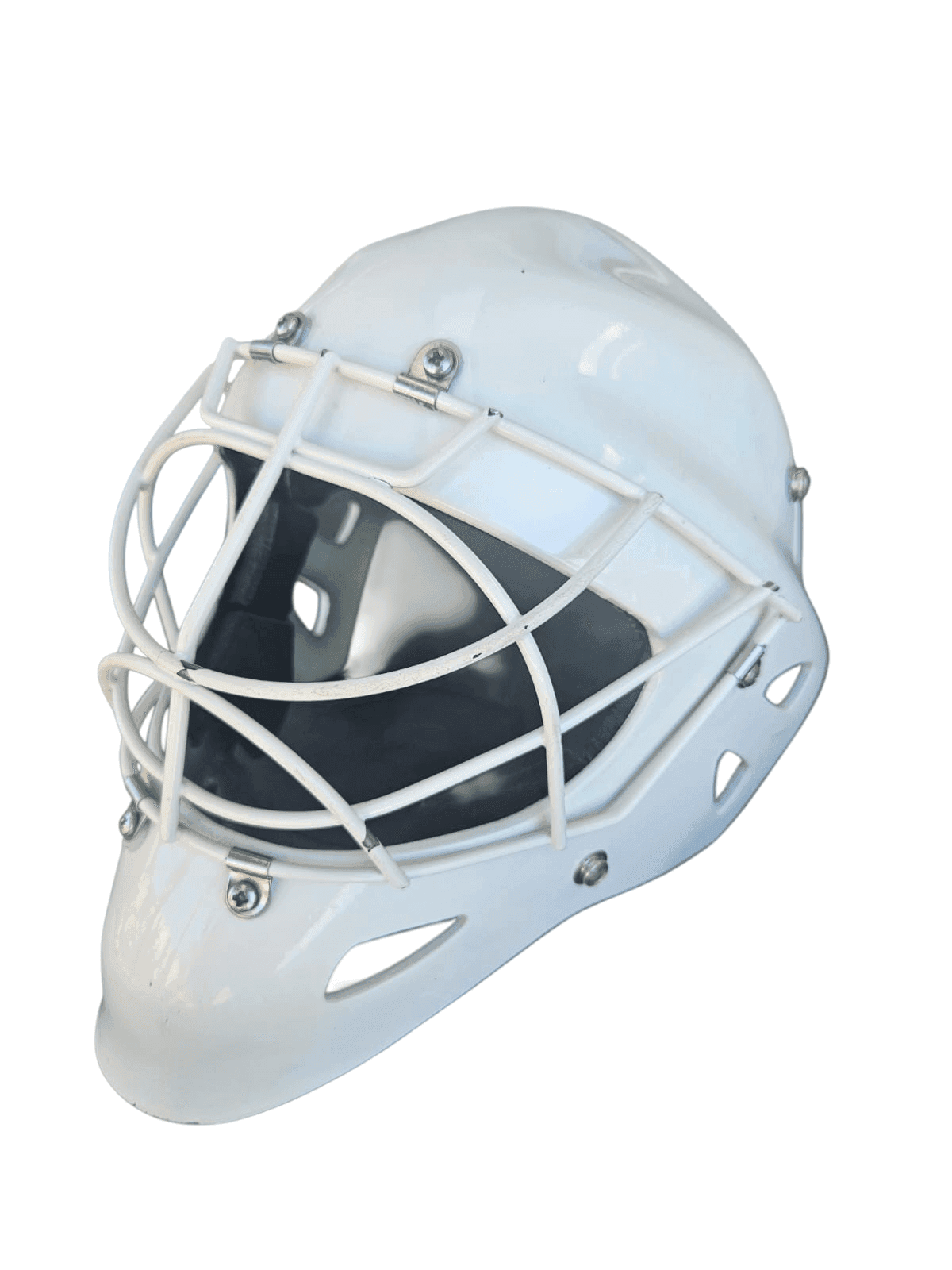 Wall Helmet Large white field hockey goalkeeper helmet with full face cage