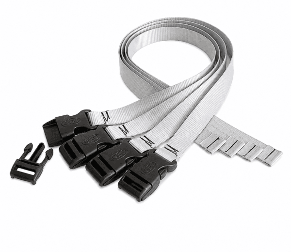 OBO legguard replacement straps set of four with grey nylon webbing and black quick-release buckles